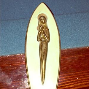 7-8” hanging Madonna and child wall plaque ATQ